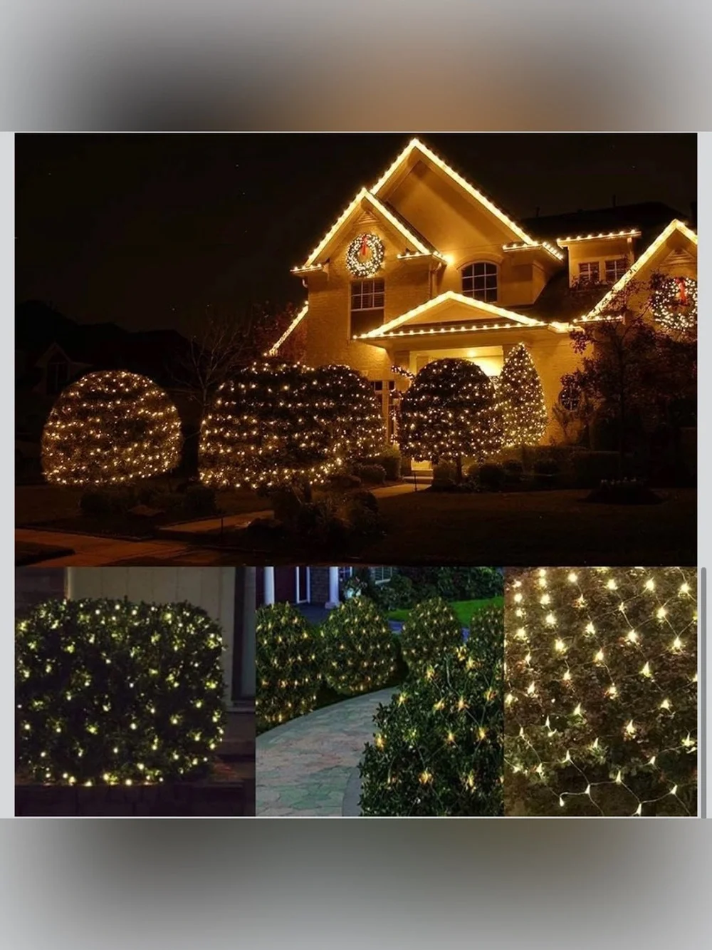 LED Christmas Net Lights Outdoor Decorations for Bushes,144LED 6ftx6ft Connectab
